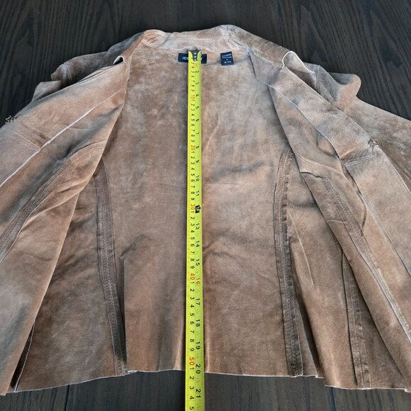Ideology NWT Genuine Suede Leather Women's Jacket Tan Size L w/Ruffles Collared - Picture 10 of 12